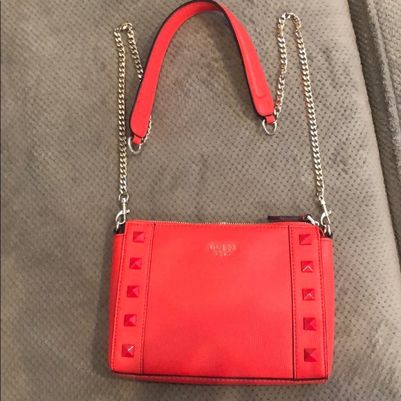 coral guess handbag